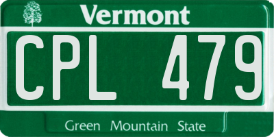 VT license plate CPL479