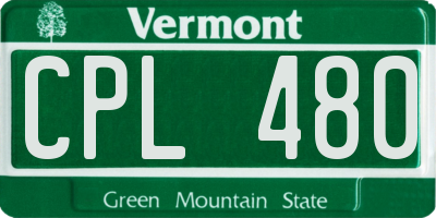 VT license plate CPL480