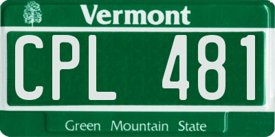 VT license plate CPL481