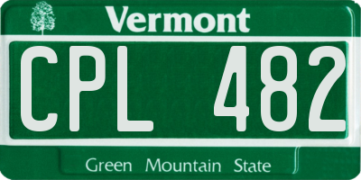 VT license plate CPL482