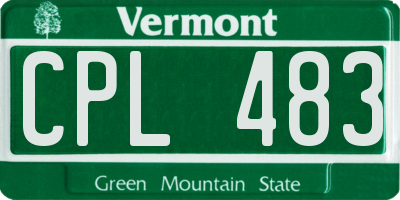 VT license plate CPL483