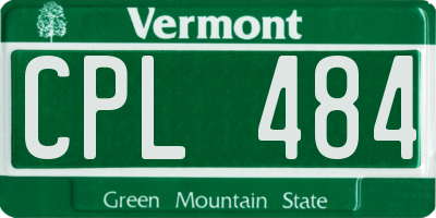 VT license plate CPL484