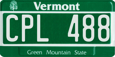 VT license plate CPL488