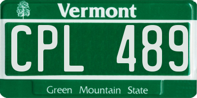 VT license plate CPL489