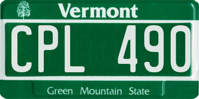VT license plate CPL490