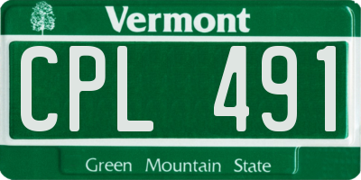 VT license plate CPL491