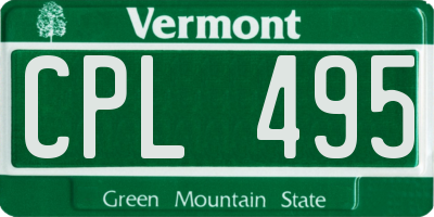 VT license plate CPL495