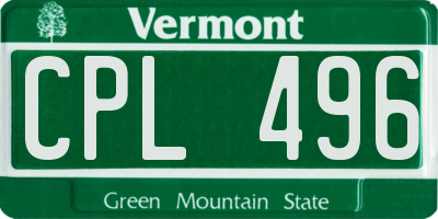 VT license plate CPL496