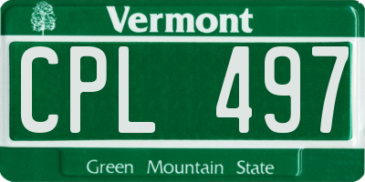 VT license plate CPL497