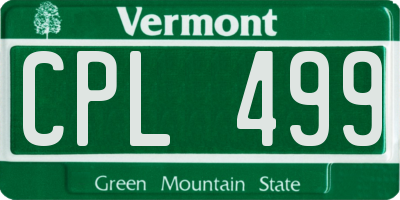 VT license plate CPL499