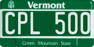 VT license plate CPL500