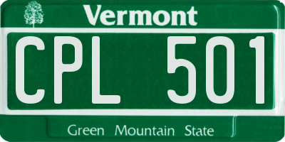 VT license plate CPL501