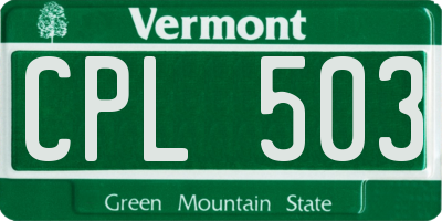 VT license plate CPL503