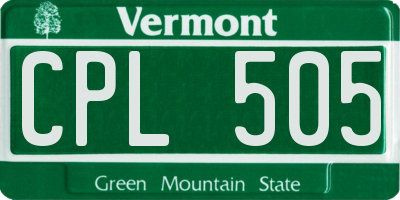 VT license plate CPL505