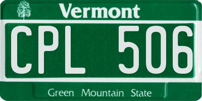 VT license plate CPL506