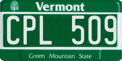 VT license plate CPL509
