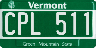 VT license plate CPL511