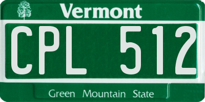 VT license plate CPL512