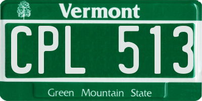 VT license plate CPL513