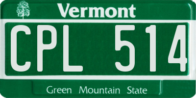 VT license plate CPL514