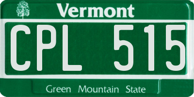 VT license plate CPL515