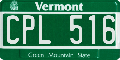 VT license plate CPL516