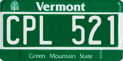 VT license plate CPL521
