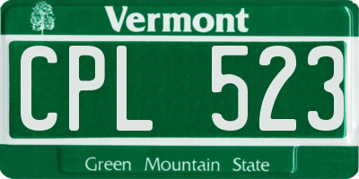 VT license plate CPL523