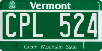 VT license plate CPL524