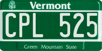 VT license plate CPL525
