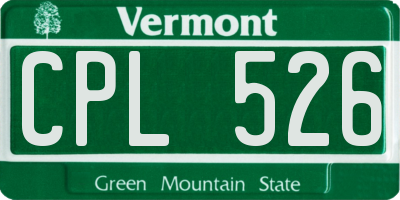 VT license plate CPL526