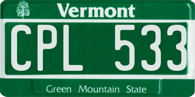 VT license plate CPL533