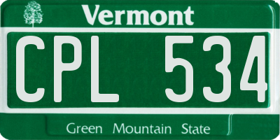 VT license plate CPL534