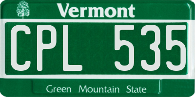 VT license plate CPL535