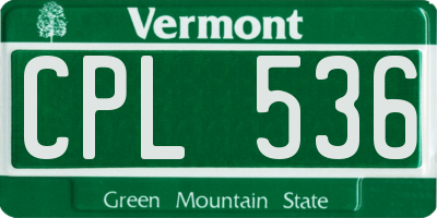 VT license plate CPL536