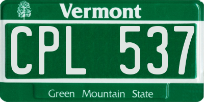 VT license plate CPL537