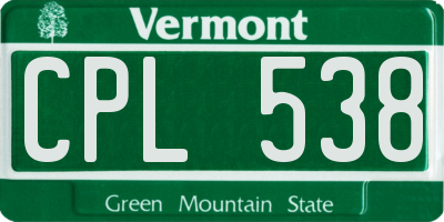 VT license plate CPL538