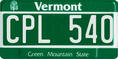 VT license plate CPL540