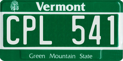 VT license plate CPL541