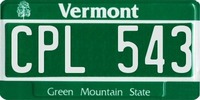 VT license plate CPL543
