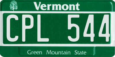 VT license plate CPL544
