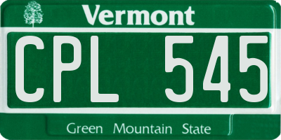 VT license plate CPL545