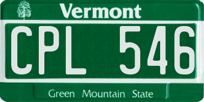 VT license plate CPL546