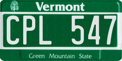 VT license plate CPL547