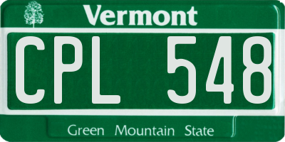 VT license plate CPL548