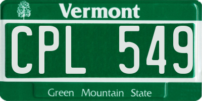 VT license plate CPL549
