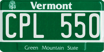 VT license plate CPL550