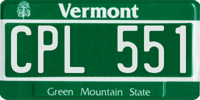 VT license plate CPL551