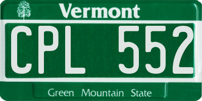 VT license plate CPL552