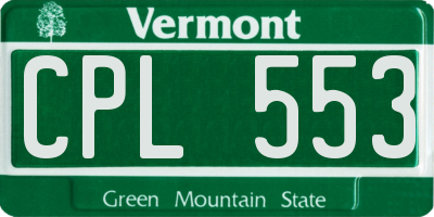 VT license plate CPL553